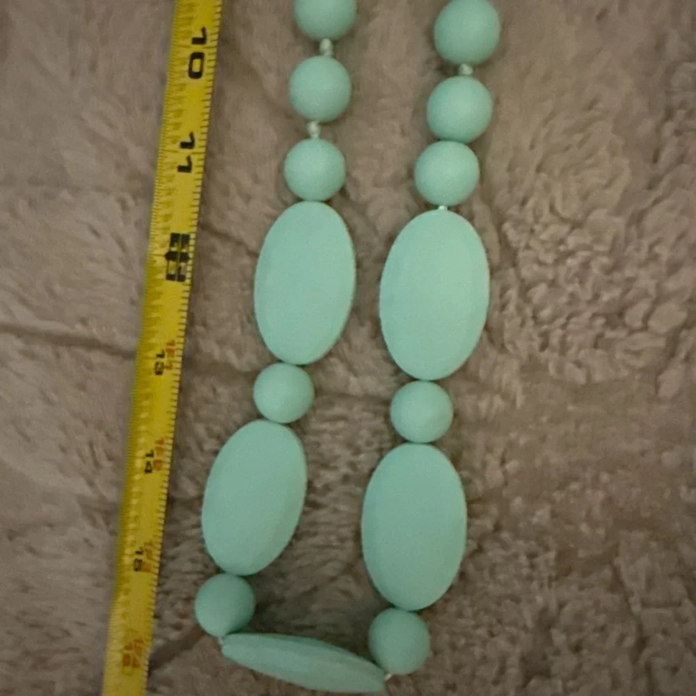 Sofia Teething Necklace - Super Cute Mint 30” Total Length